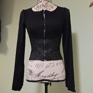 Elegant Black Lace Women's Blouse